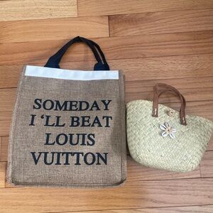 Someday I'll Beat Louis Vuitton Jute Tote Bag - Natural